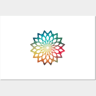 Rainbow abstract flower design 02 Posters and Art